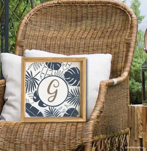 3062 Tropical Leaves Pattern Monogram